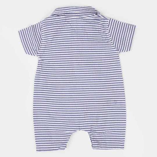 Infant Boys Woven Cotton Romper Rabbit - White