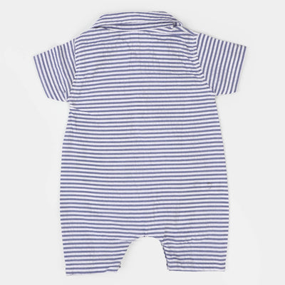 Infant Boys Woven Cotton Romper Rabbit - White