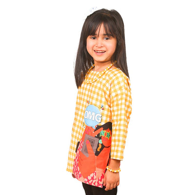 Girls Digital Print Casual Top Omg - Lt.Peach