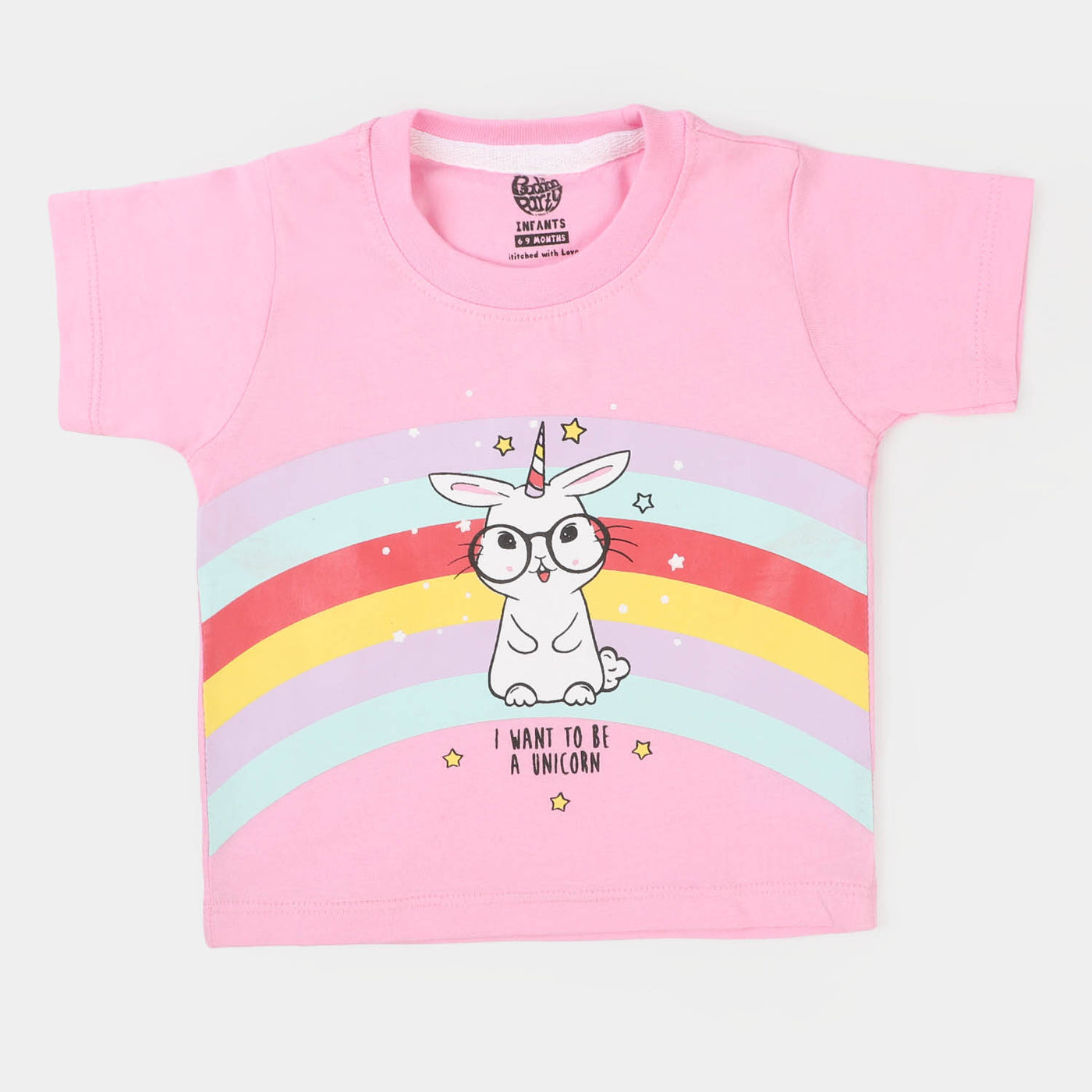 Infant Girls Character Cotton T-Shirt - Light pink