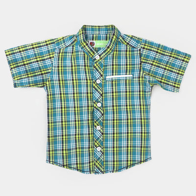 Infant Boys Cotton Checked Shirt World - Green