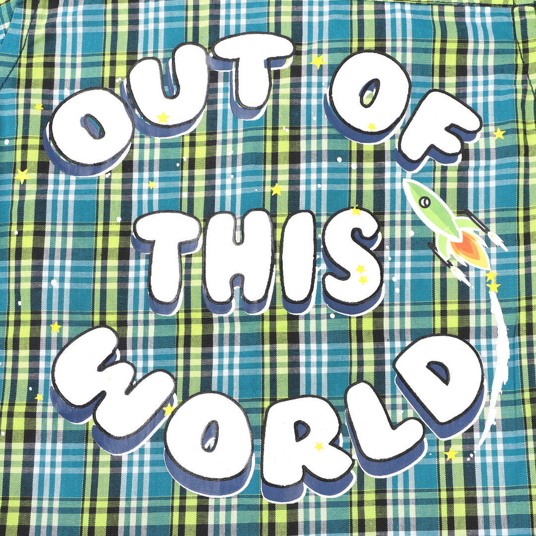 Infant Boys Cotton Checked Shirt World - Green