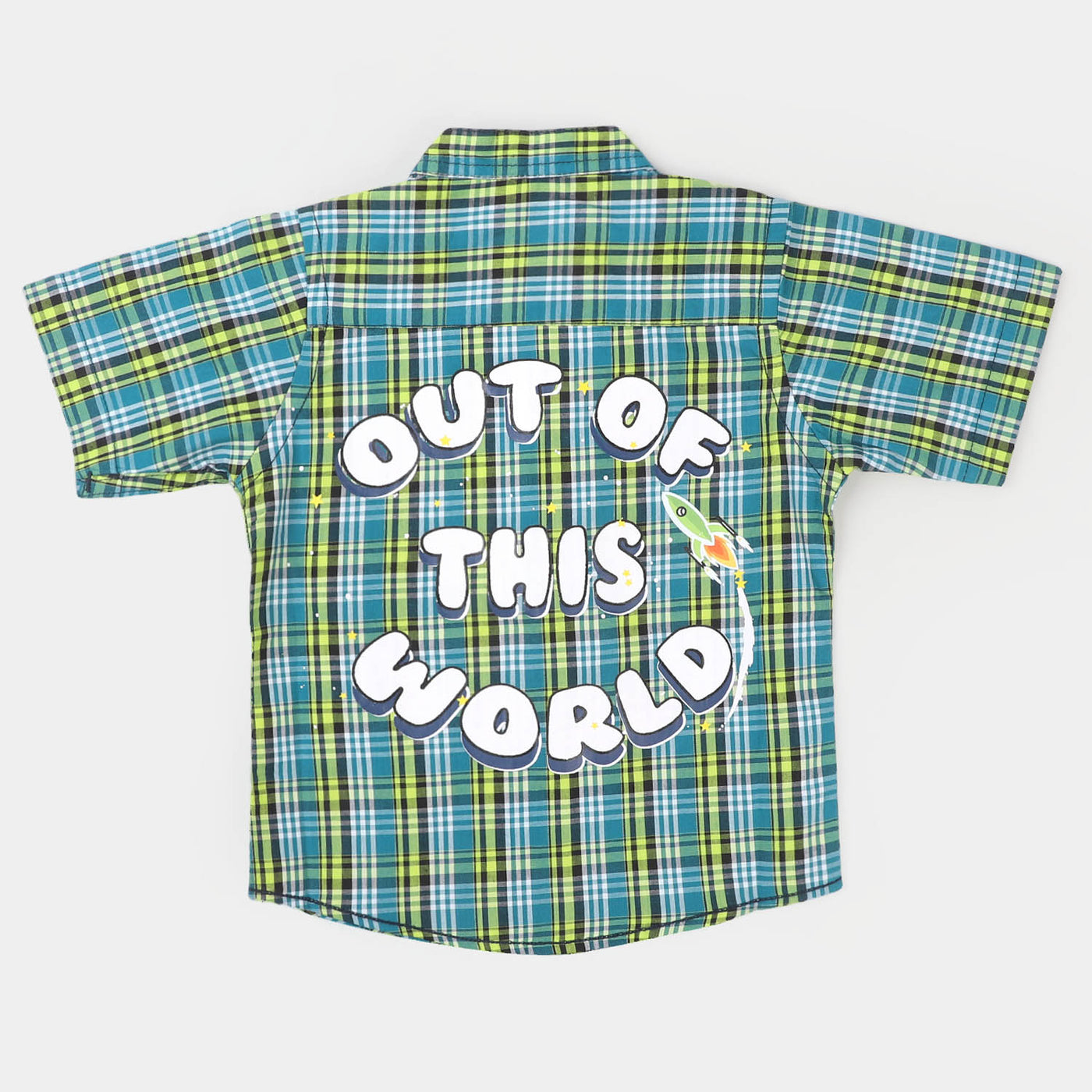 Infant Boys Cotton Checked Shirt World - Green