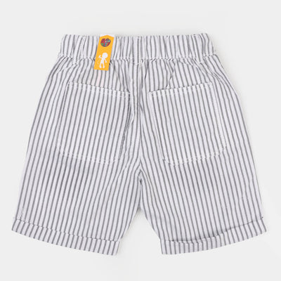 Boys Cotton Short Stripes - White