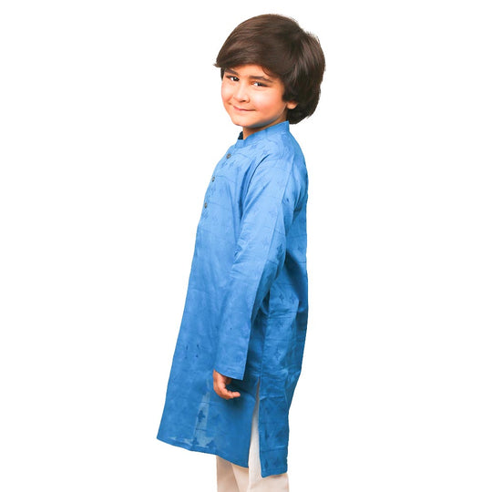 Boys Basic Kurta Jacquard - Blue