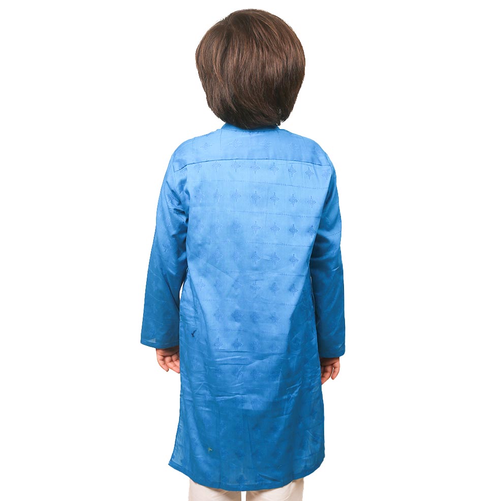 Boys Basic Kurta Jacquard - Blue