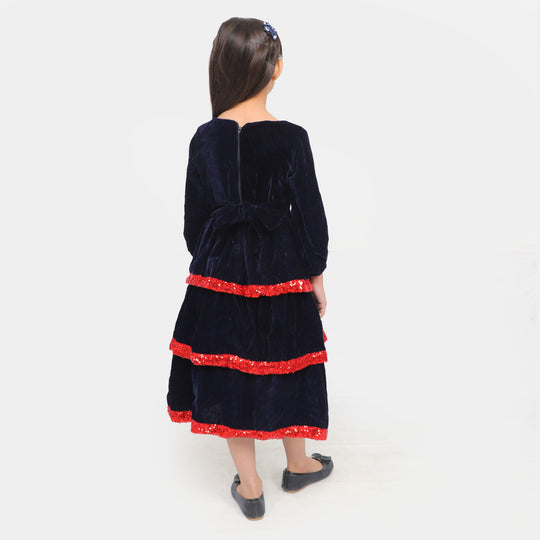 Girls Frock Fancy Layered Velvet Sequins