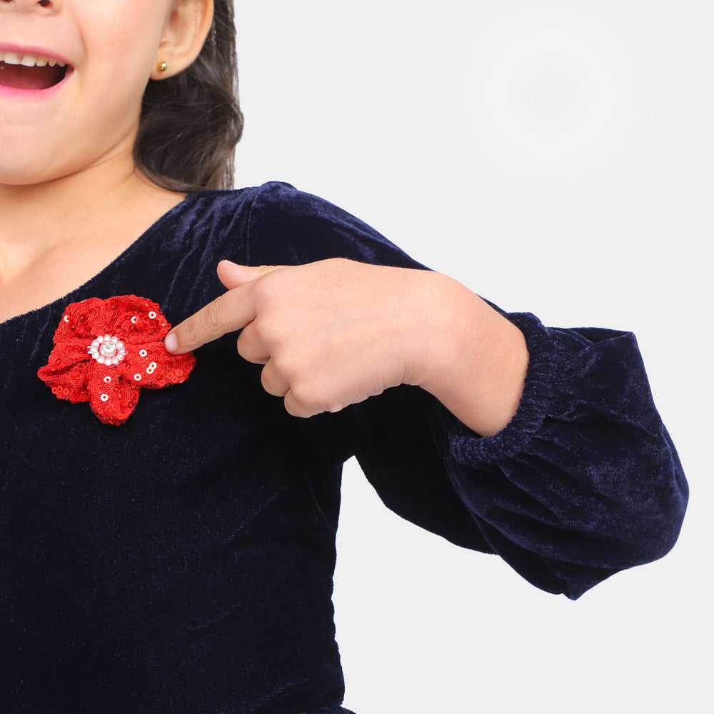 Girls Frock Fancy Layered Velvet Sequins