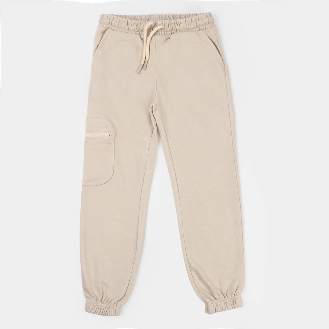 Boys Terry Pajama Edge Pocket - Cream