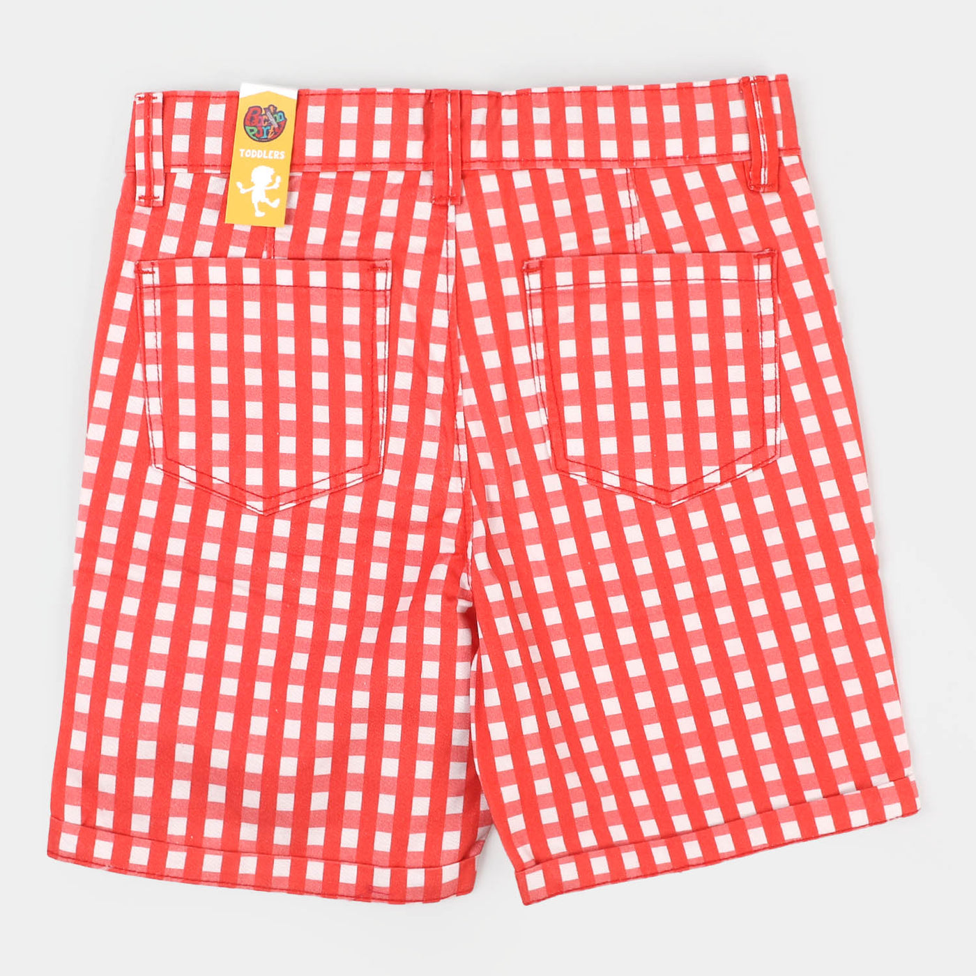 Girls Cotton Twill Short Check Lace - Red