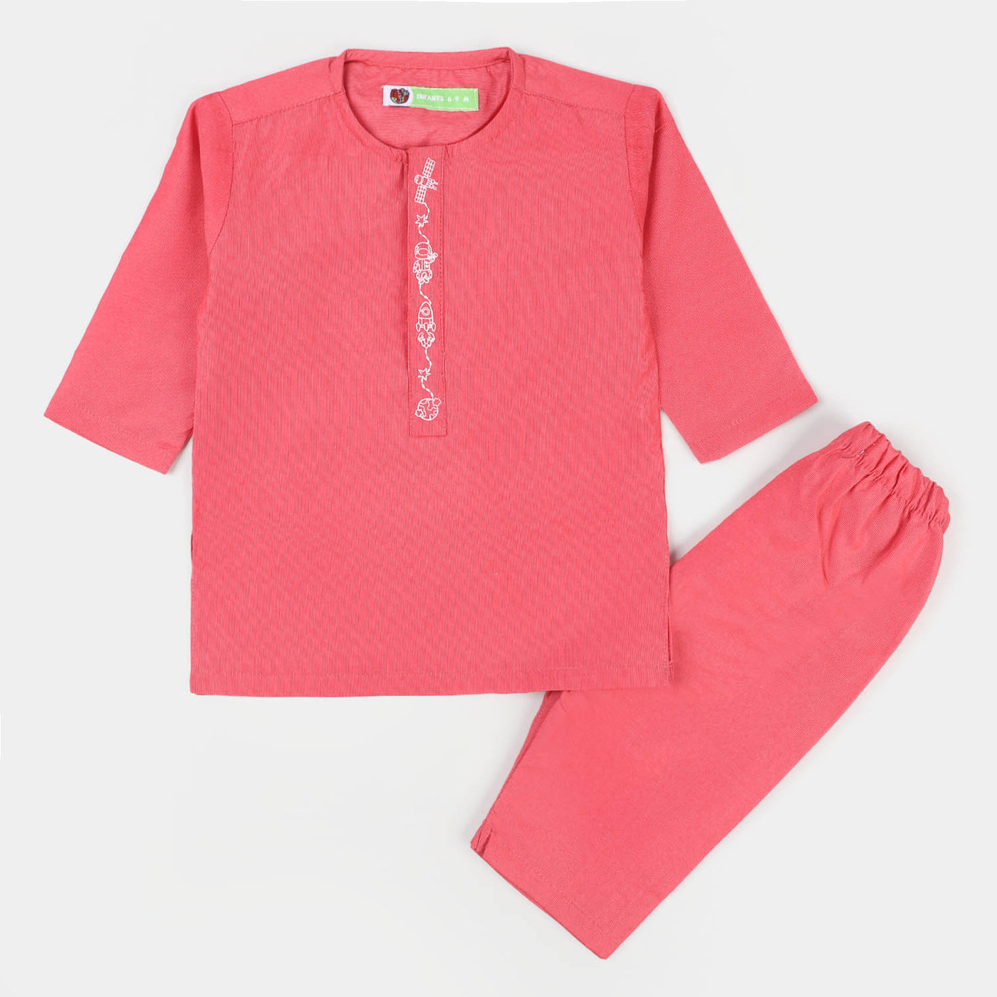 Infant Boys Embroidered Kurta Pajama Suit- Paradise Pink