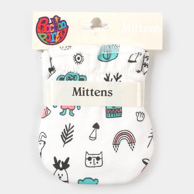 Baby Mittens Little Dude - White