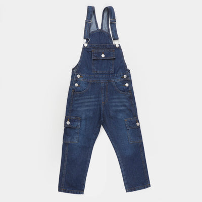 Boys Denim Over All Dungaree - Mid Blue