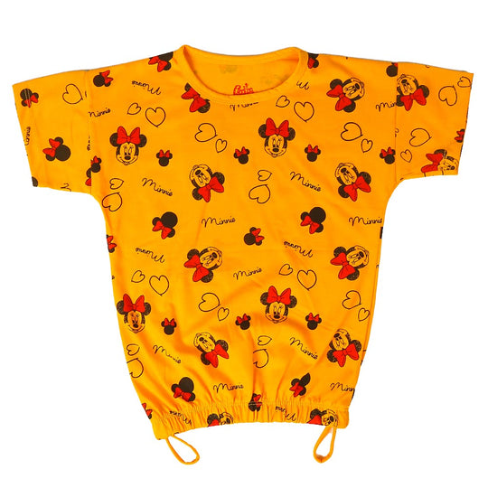 Girls T-Shirt H/S Mouse AOP-Saffron