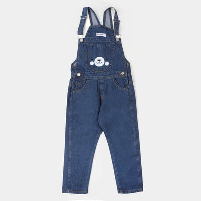 Boys Denim Over All Puppy Dangri - Dark Blue