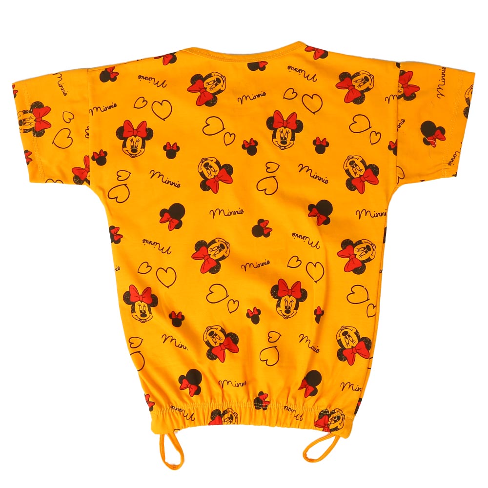 Girls T-Shirt H/S Mouse AOP-Saffron