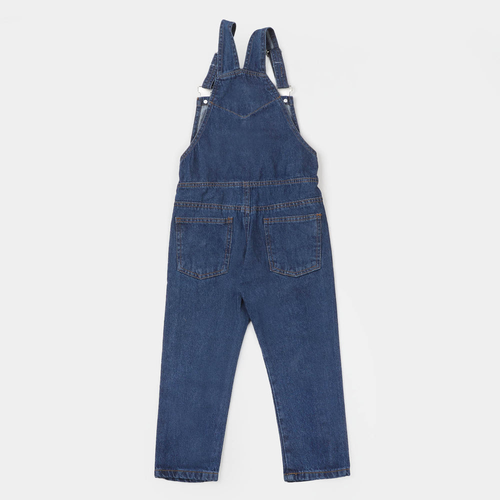 Boys Denim Over All Puppy Dangri - Dark Blue