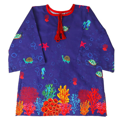 Infant Girls Digital Print Kurti Sea World - Purple