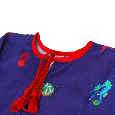 Infant Girls Digital Print Kurti Sea World - Purple