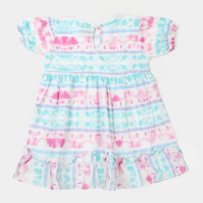 Girls Cotton Casual Frock - Multi