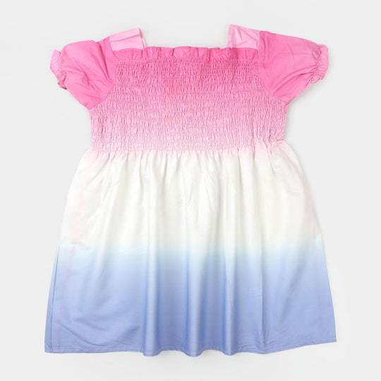 Girls Cotton Casual Frock Tye Dye - Multi