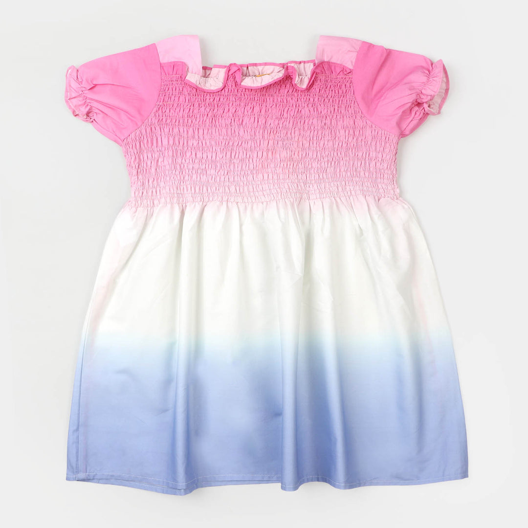 Girls Cotton Casual Frock Tye Dye - Multi