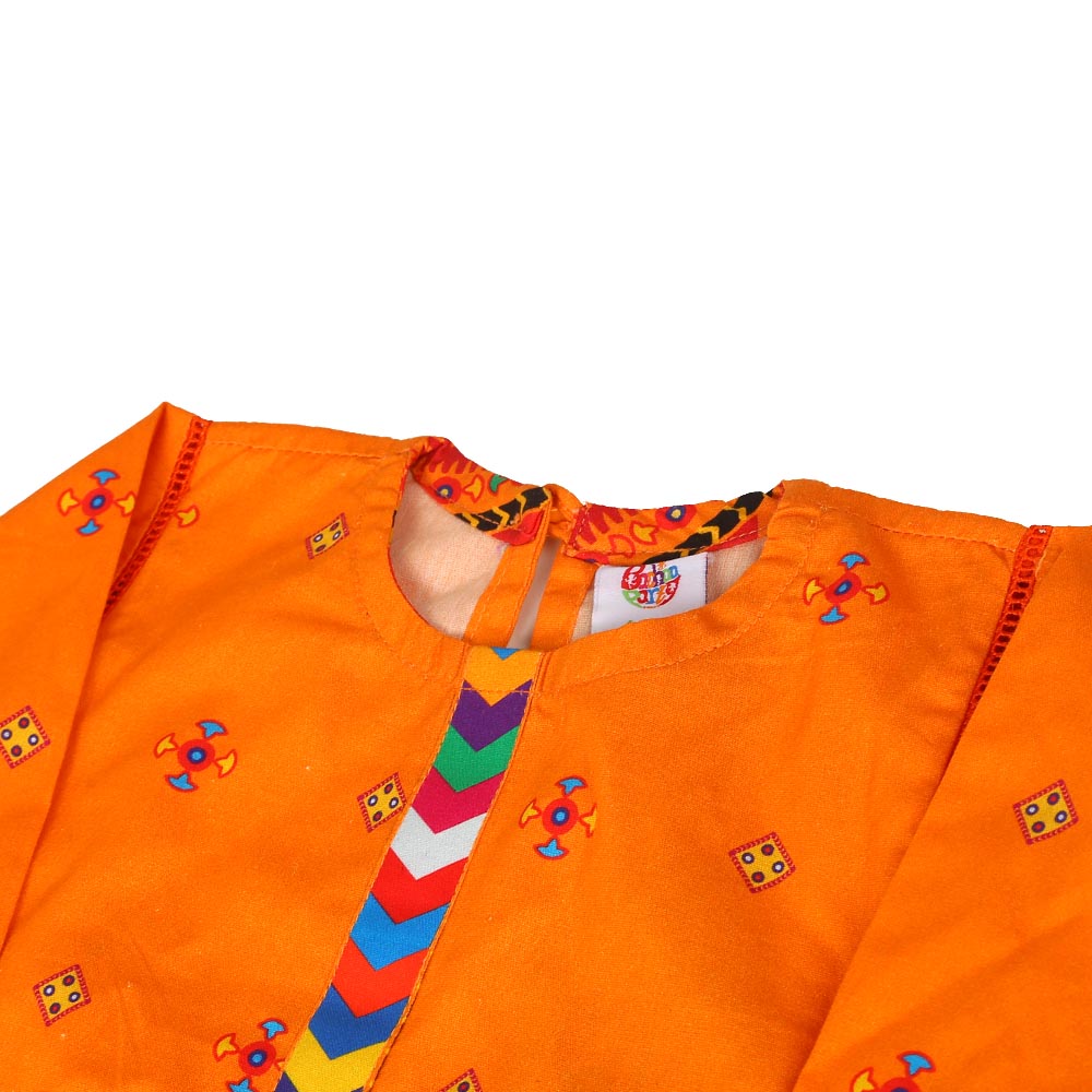 Infant Girls 2Pcs Kurti Trouser Dhanak - Citrus