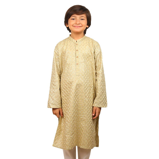 Boys Chicken Kurta - Beige