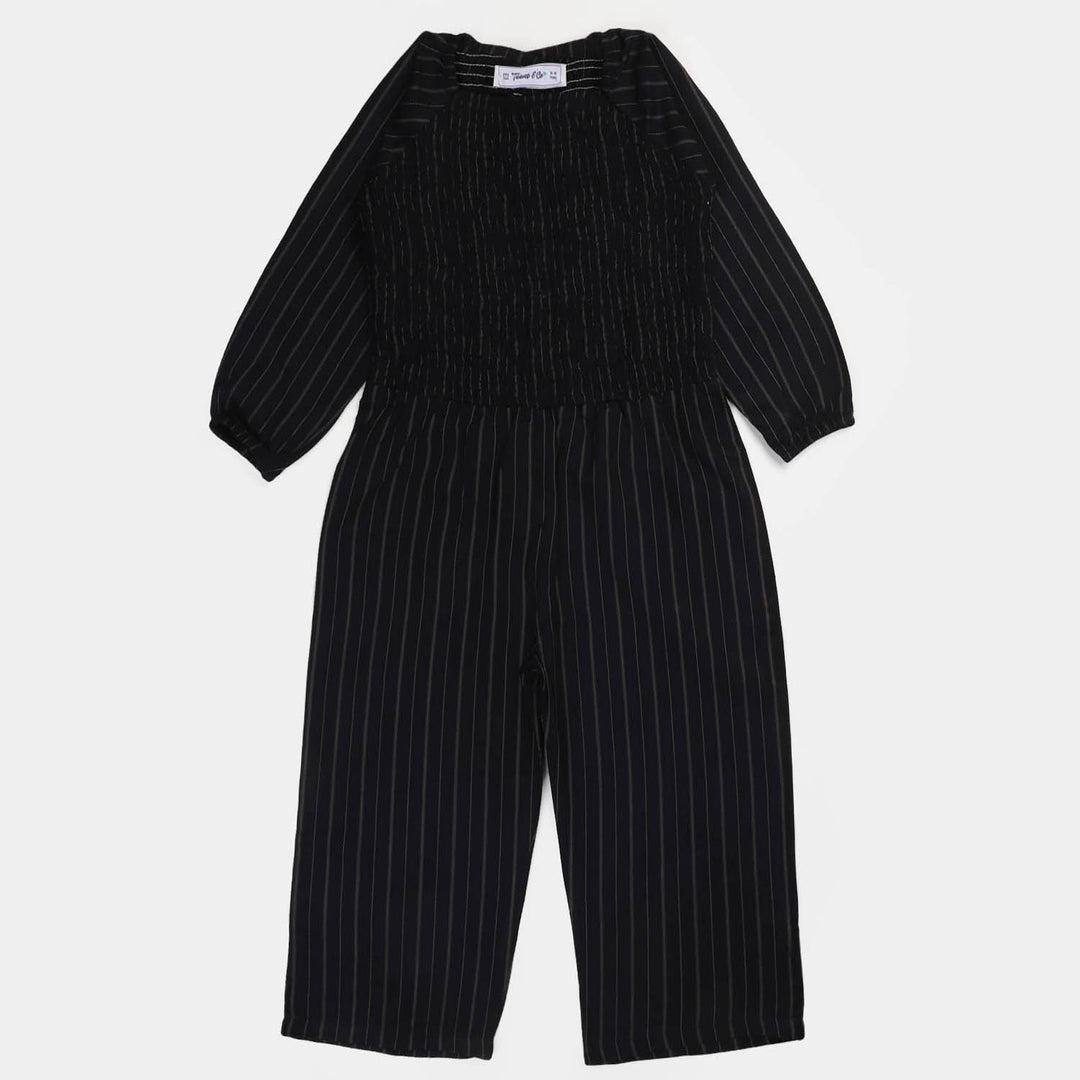 Teens Girls Linen Jumpsuit - Black