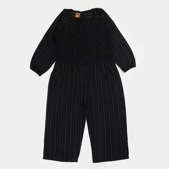 Girls Linen Jumpsuit - BLACK