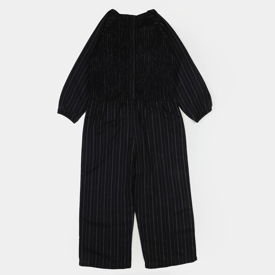 Teens Girls Linen Jumpsuit - Black