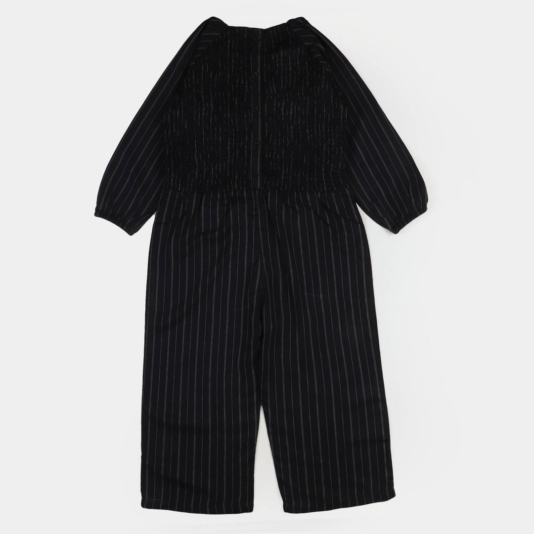 Girls Linen Jumpsuit - BLACK