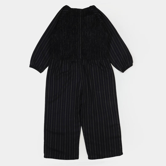Girls Linen Jumpsuit - BLACK