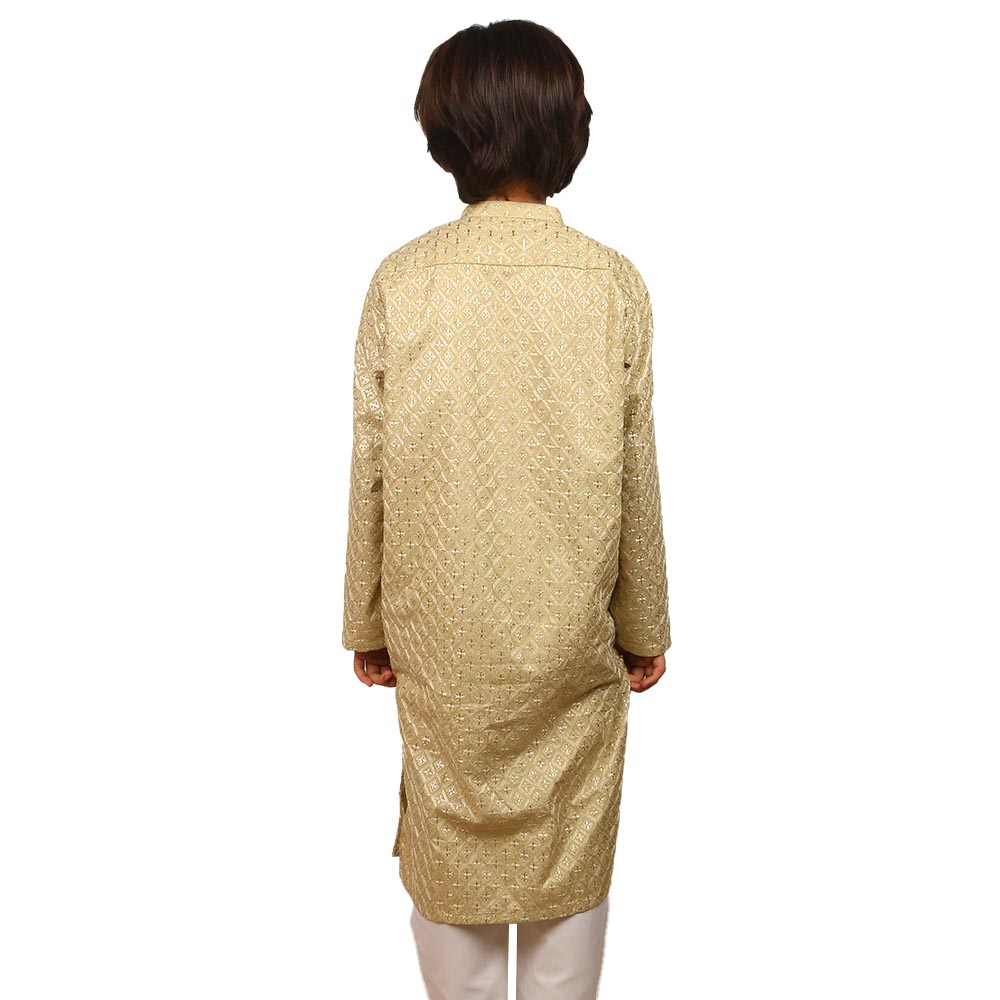 Boys Chicken Kurta - Beige