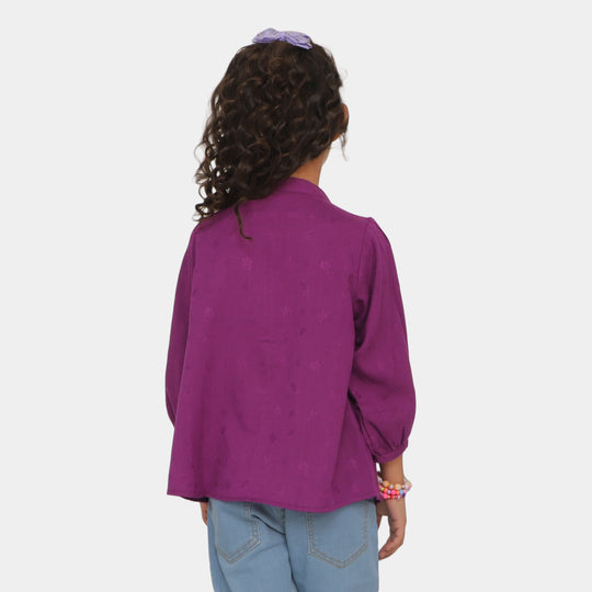 Girls Embroidered Top Floral Gardenia - Purple