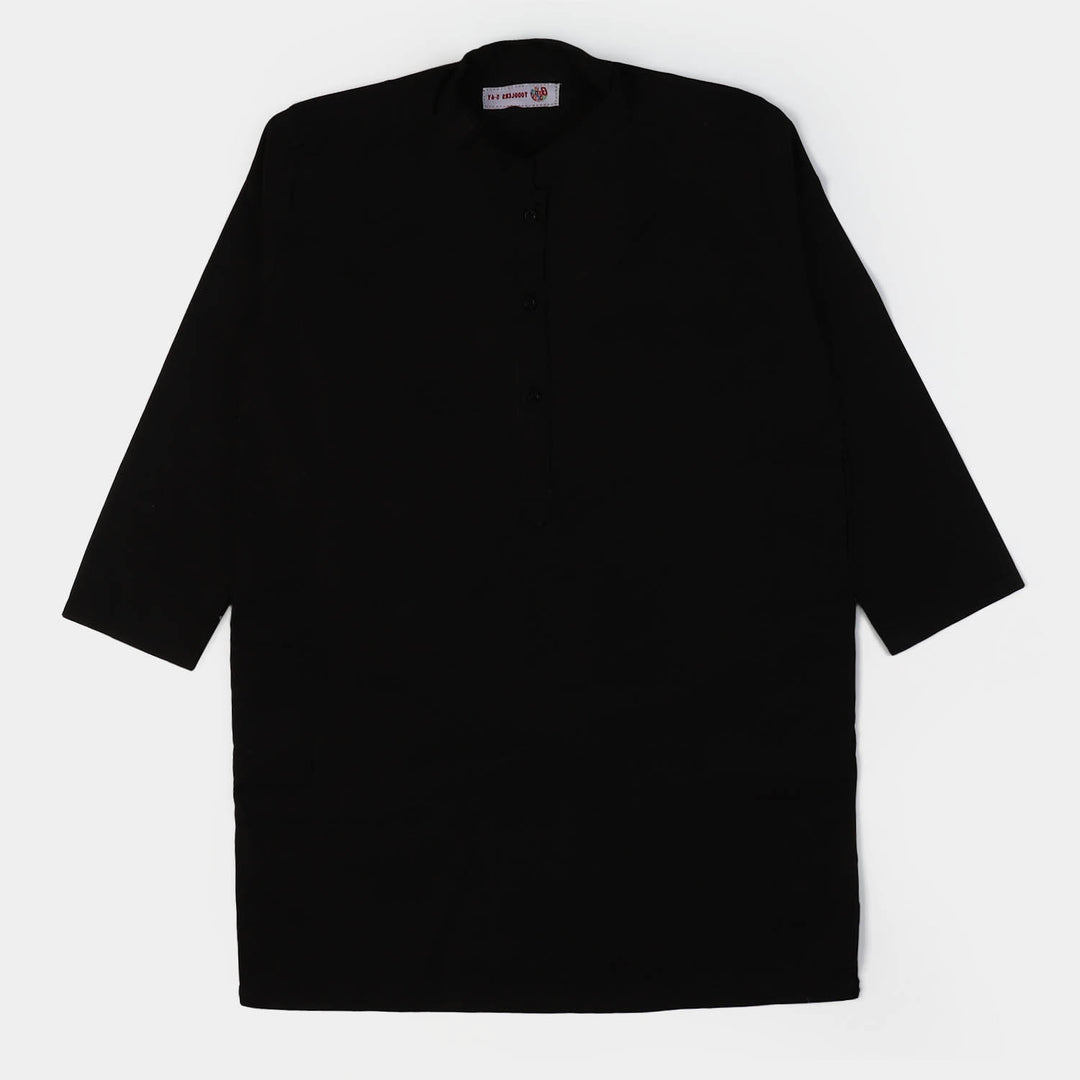 Boys Viscose Basic Kurta - BLACK