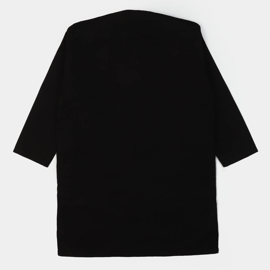 Boys Viscose Basic Kurta - BLACK
