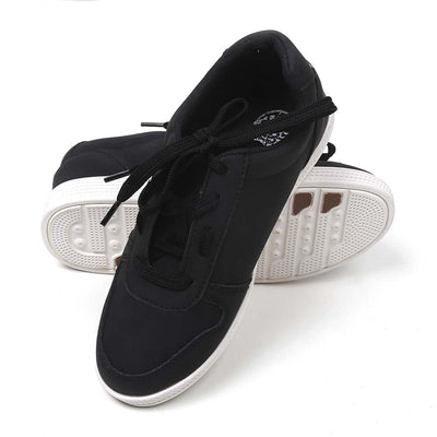 Casual Lace Up Sneakers For Boys - Black
