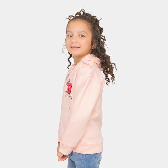 Girls Hooded Knitted Jacket Moon - Pink