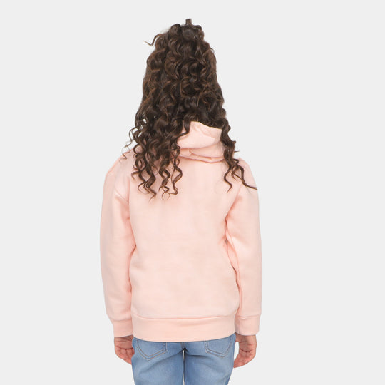 Girls Hooded Knitted Jacket Moon - Pink