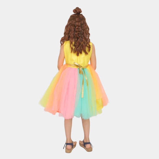 Girls Fancy Frock Character EMB - Yellow