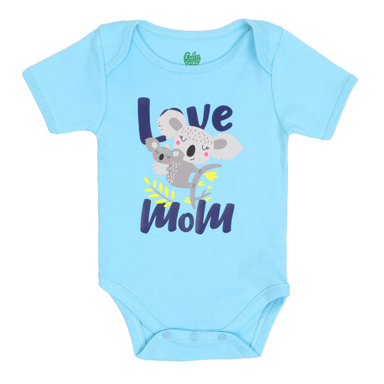 Infant Boys Knitted Romper Love Mom - Sky Blue