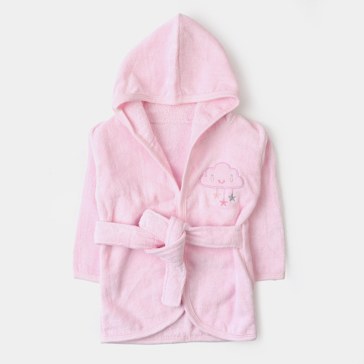 Baby Cotton Hooded Bath Gown - Pink