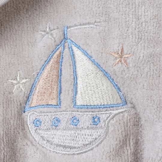 Baby Cotton Hooded Bath Gown - Grey