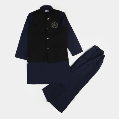 Boys Viscose 3Pcs Suit - Navy Blue
