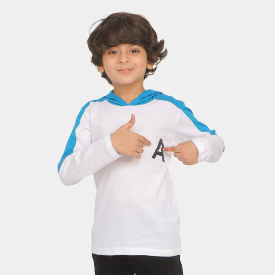 Boys Hooded T-Shirt Just Be Ready - B. White