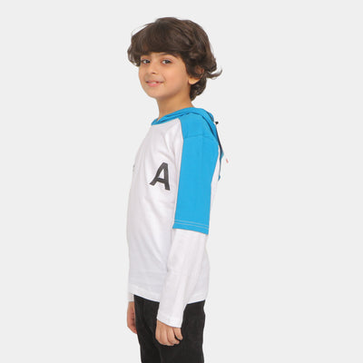 Boys Hooded T-Shirt Just Be Ready - B. White