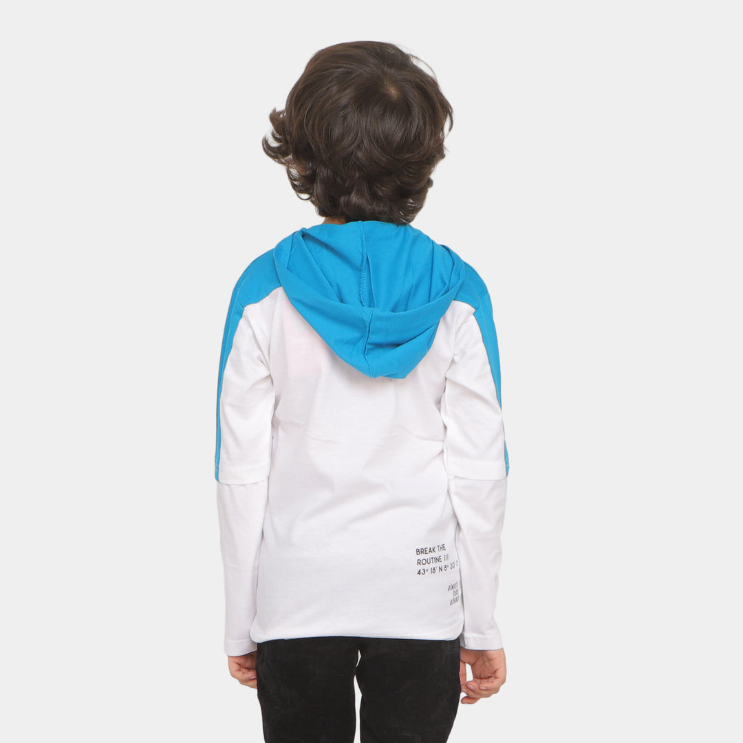 Boys Hooded T-Shirt Just Be Ready - B. White