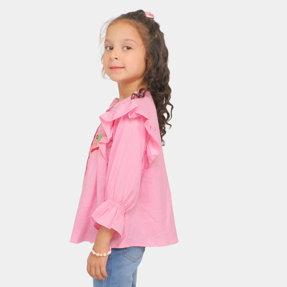 Girls Embroidered Top Strawberry - Pink