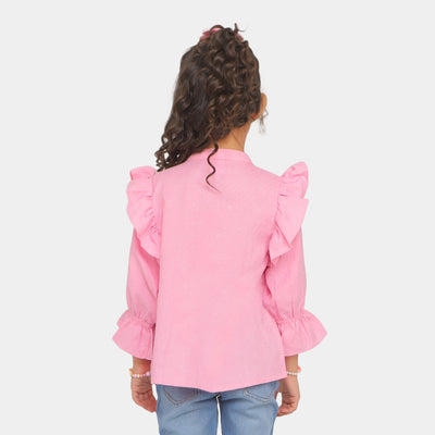 Girls Embroidered Top Strawberry - Pink